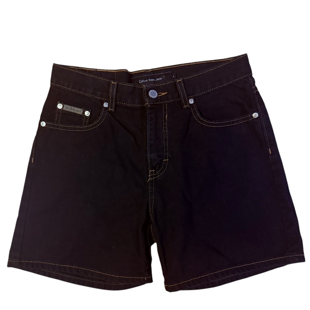 Vintage Calvin Klein Black Denim Mid Shorts Size 4
